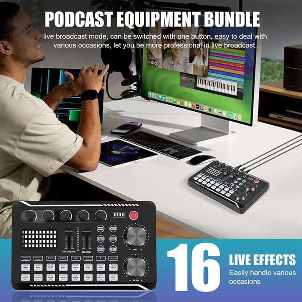 Pro Sound Card with DJ Mixer Effects & Voice Changer