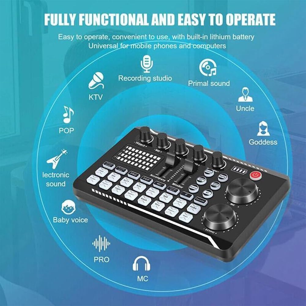 Pro Sound Card with DJ Mixer Effects & Voice Changer